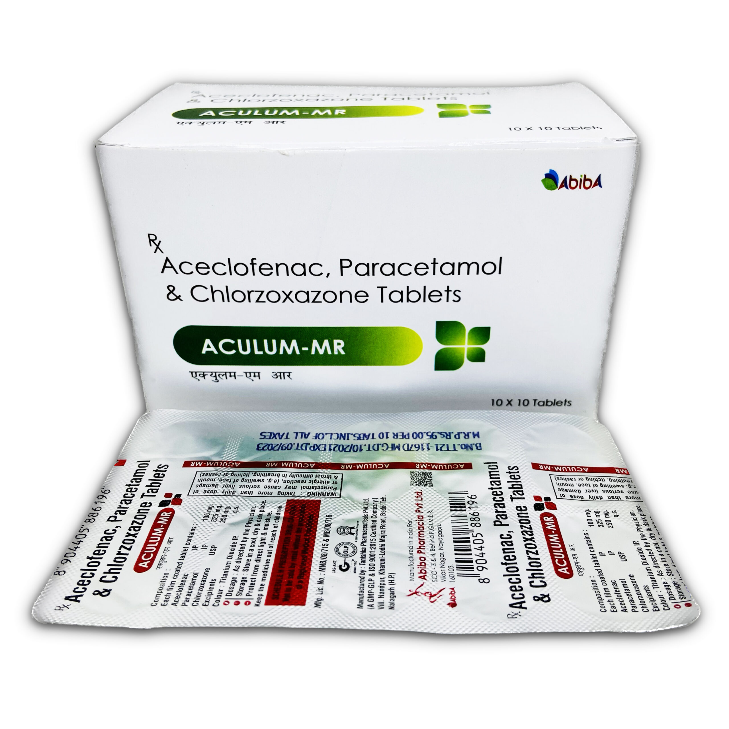 Aceclofenac 100 + Paracetamol 325 + Chlorazoxazone 250mg Tablet