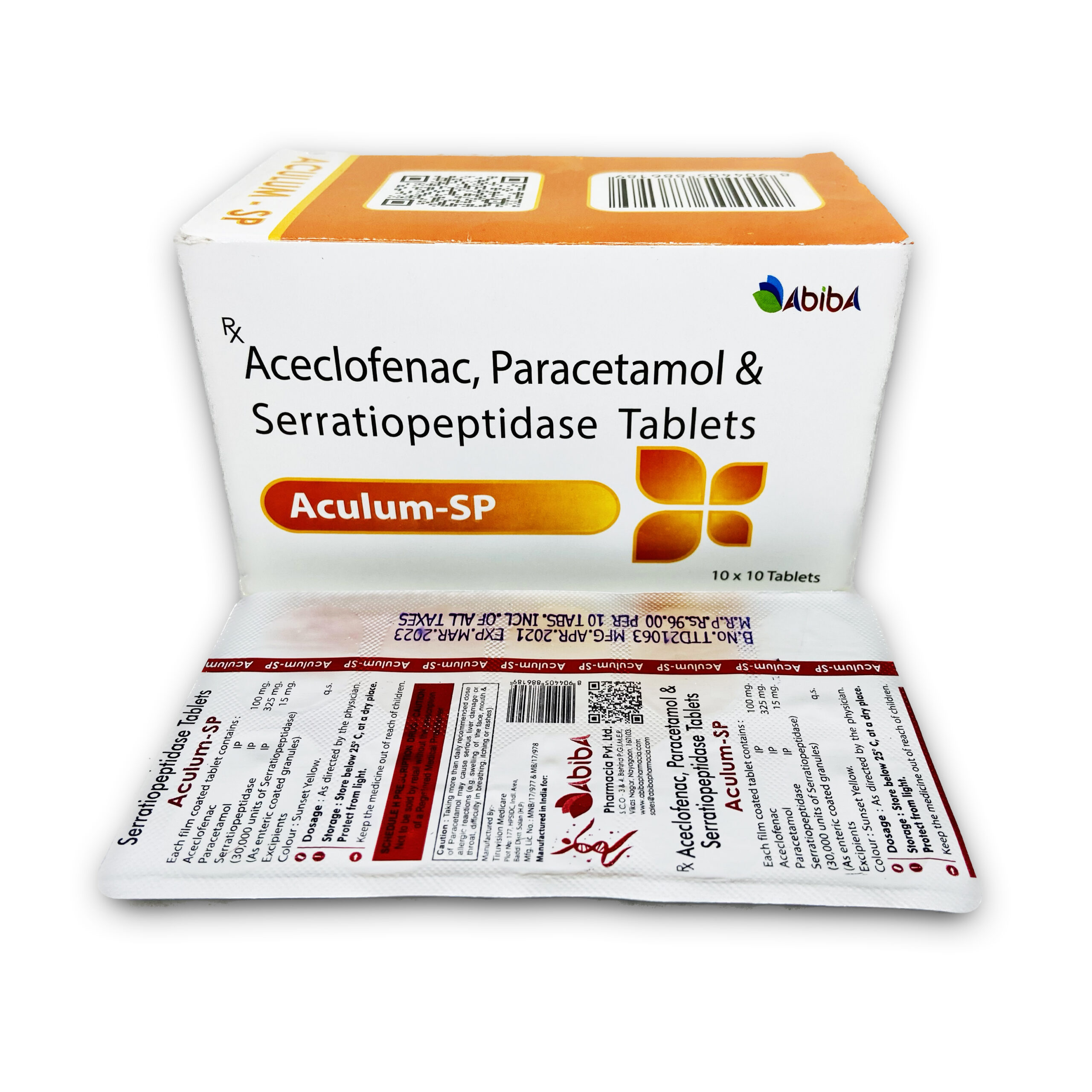 Aceclofenac + Paracetamol + Serratiopeptidase Tablets